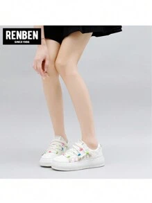 女士厚底休闲运动鞋，白色硫化鞋，时尚校园风，秋季 - 米卡 - 查看 10