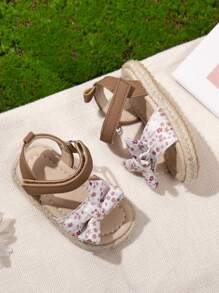 New Baby Floral Hook & Loop Linen Sandals - Multicolor - View 3