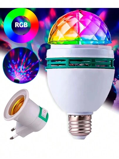Lampada Globo 3w rotação automática RGB LED -FESTA