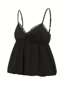 Women Y2k Crop Tank Top Low Cut Sleeveless Cami Top V Neck Spaghetti Strap Camisoles Summer Going Out Top - Black - View 4