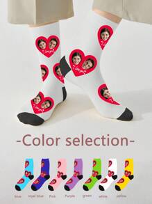 1 Pair Custom Face Socks, Custom Photo Sock, Custom Printed Socks, Personalized Funny Face Socks, Custom Picture Socks, Put Any Face On The Socks, Anniversary Gift, Valentine Gift, Birthday Gift, Wedding Gift, Mother's Day Gift, Father's Day Gift, Best Friend Gift - Multicolor - View 2