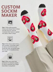 1 Pair Custom Face Socks, Custom Photo Sock, Custom Printed Socks, Personalized Funny Face Socks, Custom Picture Socks, Put Any Face On The Socks, Anniversary Gift, Valentine Gift, Birthday Gift, Wedding Gift, Mother's Day Gift, Father's Day Gift, Best Friend Gift - Multicolor - View 4