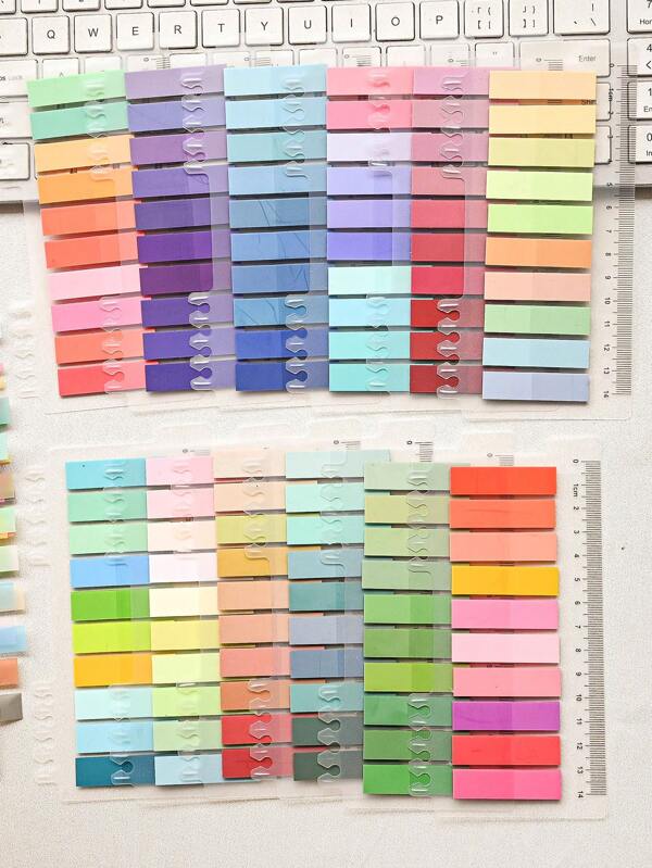 12 Types 1 Package A Total Of 2400 PET Translucent Plastic European Vintage Color Index Label Morandi Color Classification Label Japanese And South Korean Primary And Secondary School Students Note Office Stationery,School Supplies,Back To School