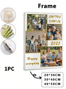 1pc Framed Customizable Family Photo Canvas, Personalized Family Canvas, Custom Canvas Pictures By Printed Marketplace Multi-Functional, Reusable,Ornamental Exquisite,Stylish,Fashionable,Adorable,Modern,Colorful Custom,Personalized Gifts Birthday Graduation