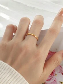 1 Stück moderner Edelstahl-Liebesring in Roségold, Silber-Farbe für Frauen und Männer, Paar, mit 3 glänzenden quadratischen Zirkonia, Schmuck, Hochzeitsgeschenk