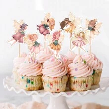 Fairy Cupcake Toppers ,Flower Fairy Party Cupcake Toppers,Fairies Party Cake Picks Garden Birthday Party Decorations For Fairy Party, Fairy Tale Party, Garden Party, Flower Party, Birthday Party And So On - Multicolor - View 6