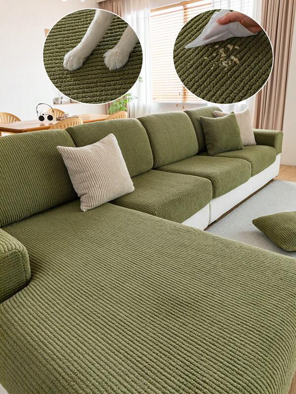 1pc Winter Thickened Warm Plush Anti-Slip Sofa Seat Cushion Cover, Soft & Skin-Friendly Modern Style, Pet Fur Resistant, Elastic Sofa Slipcover For L-Shaped Sectional And 1/2/3/4 Seater Sofas (One Piece)