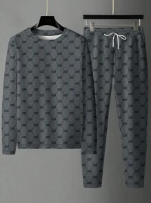 Bộ đồ thể thao thường ngày Soft Touch Gradient dành cho nam - Áo thun cổ tròn tay dài siêu thoải mái và quần chạy bộ có túi rộng rãi, có thể giặt bằng máy, dễ chăm sóc và vải thoáng khí cho sự thư giãn tối đa, trang phục ấm áp, quần áo mùa thu - màu đen - Xem 6