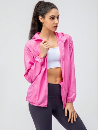 1 件女式轻质速干防水皮肤夹克，适合户外休闲、徒步、跑步、骑行、春夏季