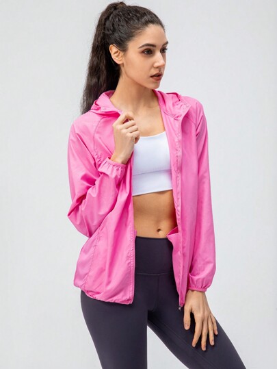 1pc Women Lightweight Quick Dry Water-Resistant Skin Jacket For Outdoor Casual, Hiking, Running, Cycling, Spring/Summer