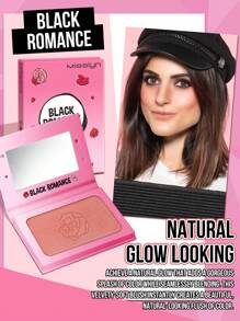 Misslyn 黑色浪漫腮红，闪光粉腮红，持久，丝滑质地，高色素，腮红，轻盈，闪光哑光或闪光效果，易于混合，轻松发光和无缝混合，自然外观，略带闪光的玫瑰粉色，玫瑰粉色，轮廓化妆盘腮红，纯素，无残忍 - Romantic Roses - 查看 4