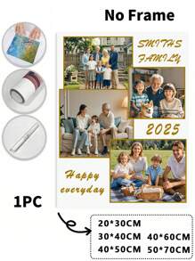 1pc Framed Customizable Family Photo Canvas, Personalized Family Canvas, Custom Canvas Pictures By Printed Marketplace Multi-Functional, Reusable,Ornamental Exquisite,Stylish,Fashionable,Adorable,Modern,Colorful Custom,Personalized Gifts Birthday Graduation
