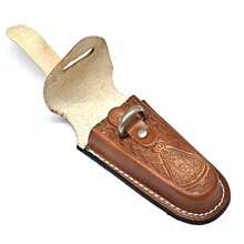 Atrevidu's Rustic Leather Ring Knife Sheath - Our Lady Whiskey - View 2