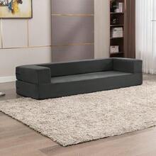 80" Convertible Floor Sofa Bed With 3 Ottomans, Fold Out Futon Sleeper, Velvet Fold Out Sleeper Sofa Couch, Foldable Memory Foam Couch For Living Room/Bedroom/Office-Dark Grey - 深灰色 - 查看 4
