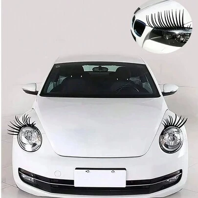 Car Eyelashes Car False Eyelashes Car Stickers Car Headlight Eyebrow Stickers 2 Pieces Set