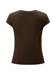 Women Teen Girl Y2k Top Summer Clothes Cute Graphic Print Crop Top Tee T-Shirt E Girl Clothing Aesthetic - 棕色 - 查看 3