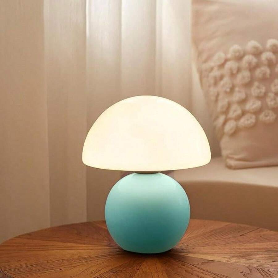 Ceramic Base Mushroom Table LampSmall,Unique Aesthetic Cute Small Night Light ForChrstmas Gifts -Dea!