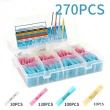 270pcs Cold Pressed Terminal Connectors Kit - Marine Grade Electrical Wire Connectors Automotive Crimping Terminals - Ideal For Electrical Wiring Projects - Multicolor - View 1