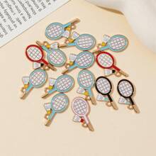 10 pièces Pendentifs de style sport à la mode assortis (football, basket-ball, rugby, badminton) pour réaliser soi-même des boucles d'oreilles, colliers et autres accessoires de bijouterie