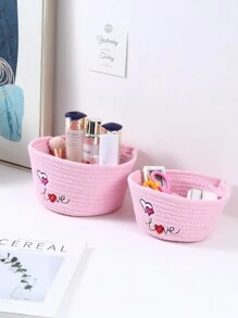 Cesto di stoccaggio personalizzato con ricamo esclusivo con il tuo nome, cestino intrecciato per riporre oggetti vari, borsetta per riporre cosmetici e articoli da toeletta, portacomando per gatti, cesto di stoccaggio per oggetti vari