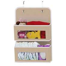 Organizador de almacenamiento colgante de 5 estantes - Detrás de la puerta, anti-inclinación, 5 bolsillos de gran capacidad, adecuado para dormitorio, baño - 2 rejillas beige - Ver 9
