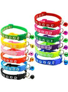 1 件装宠物补丁项圈，狗猫项圈，单脚印爪纹铃铛项圈，猫扣项圈，流行项圈 - 彩色 - 查看 2