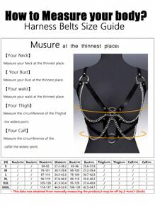 1件装女士哥特朋克风五芒星流苏链条性感胸带，适合万圣节派对、文艺复兴时期服装装饰 - 黑色 - 查看 6