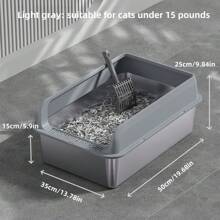 Extra Large Stainless Steel Cat Litter Box With High-Sided Enclosed Odorless Lid, Non-Stick, Leak-Proof, Easy To Clean, Rust-Resistant For Small To Large Cats, Rectangle Shape