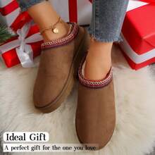 Women's Padded Cotton Snow Boots With Thick Bottom For Warmth And Style Women Platform Shoes Winter House Slippers - 駝色 - 查看 3