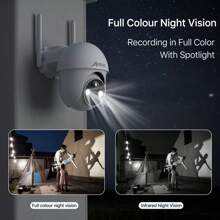 2K Solar Security Camera With Spotlight, 360° View Wireless Outdoor Camera, Waterproof PIR Detection - 白色 - 查看 3