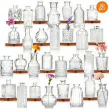Superlele 12/24/30/48pcs Bud Vases, Small Vase For Flowers, Clear Glass Vase For Home Decor, Wedding Decorations, Clear Flower Vases For Centerpieces, Vintage Vase For House Decor