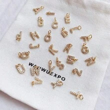 1pc Copper Zirconia 26 Letters DIY Pendant, Women Zirconia Letter Jewelry, Anniversary Gift - Silver - View 7