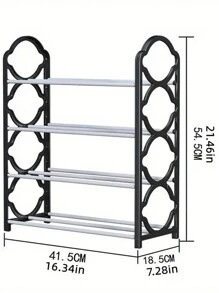 1pc 4-Tier Stainless Steel Shoe Rack, Detachable & Easy To Assemble, Expandable, Suitable For Entryway, Corridor, Wardrobe, Bathroom, Living Room, Space-Saving Free-Standing Shoe Organizer, Household Essential