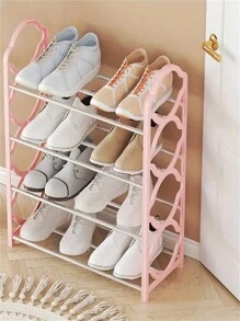 1pc 4-Tier Stainless Steel Shoe Rack, Detachable & Easy To Assemble, Expandable, Suitable For Entryway, Corridor, Wardrobe, Bathroom, Living Room, Space-Saving Free-Standing Shoe Organizer, Household Essential