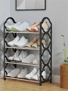 1pc 4-Tier Stainless Steel Shoe Rack, Detachable & Easy To Assemble, Expandable, Suitable For Entryway, Corridor, Wardrobe, Bathroom, Living Room, Space-Saving Free-Standing Shoe Organizer, Household Essential