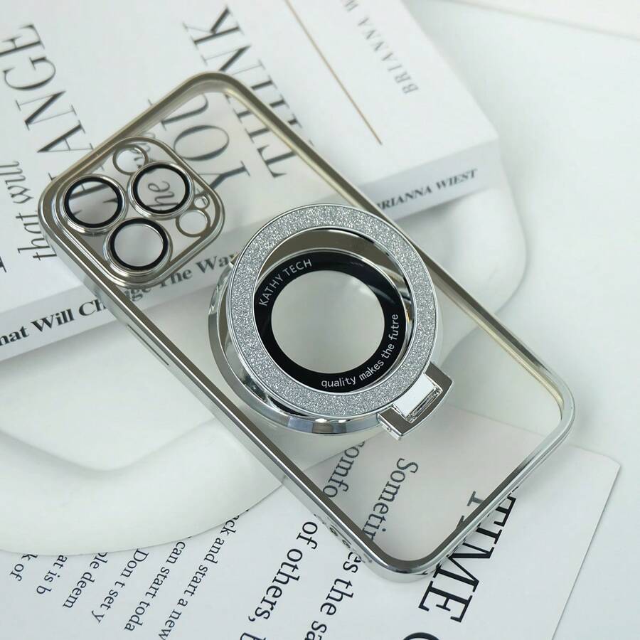 1 Ốp Điện Thoại TPU Mạ Bạc Có Bảo Vệ Camera Cho Giá Đỡ Magsafe, Vỏ Bảo Vệ Chống Rơi Thông Minh Tương Thích Với Apple IPhone 15pro Max 14 13 12 11 Bảo hiểm Toàn diện