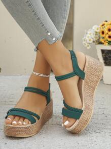 1 par de sandalias con plataforma y cuña para adolescentes, con suela gruesa versátil y resistente al agua, para uso en verano