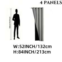 4panels,100%Blackout Modern Minimalist Bedroom Curtains, Top Loop Suspension, Solid Color Polyester Fabric, Laminated Lining, Suitable For Bedroom, Living Room, Office, Kitchen, Dining Room, Garden, Holiday Home Decoration - Grey - View 15