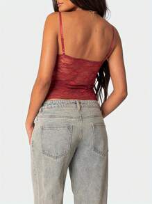 Women Lace FLoral Camisole Summer Casual Spaghetti Strap V-Neck Crop Tops Slim Fit Backless Tank Tops Sleeveless T-Shirt Vest Y2K Streetwear Clubwear