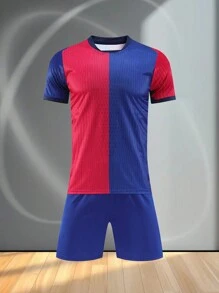 Anpassbares Barcelona-Stil Fußball-Set für Kinder und Jugendliche (8-12 Jahre) - Personalisiertes Trikot- und Shorts-Set mit anpassbarem Logo, Nummern und Textinhalt