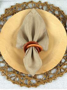 1/2/4pcs Natural Brown Wooden Napkin Rings, Suitable For Boho Style Country Party Dining Table Decor - Brown - View 13