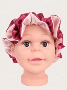 1 Pc Satin Sleep Caps For Children Elastic Silk-Like Round Baby Bonnet Doublyer Infant Hair Protective Hat - Multicolor - View 4