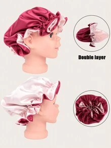 1 Pc Satin Sleep Caps For Children Elastic Silk-Like Round Baby Bonnet Doublyer Infant Hair Protective Hat - Multicolor - View 5