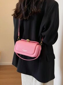 Women's Fashion Trapezium Box Shaped Crossbody Handbag, Elegant Minimalist Design With Large Capacity - Watermelon Pink - View 4