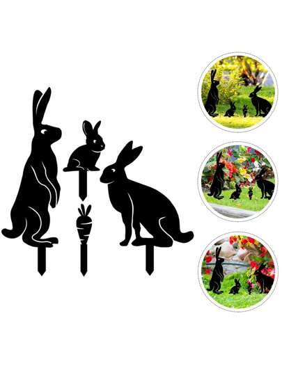 4pcs Rabbit Garden Planter Holders, Rabbit Shaped Outdoor Decorative Stakes, Easter Theme, Rabbit Yard Decor, Outdoor Signs, Rabbit Yard Art Plant Stakes, Acrylic Accessories, Animal Shaped, Suitable For Room Decor, Home Decor, Birthday Decor, Wedding Decor, Bedroom Decor, Living Room Decor, Party Decor, Garden Decor, Also A Great Gift