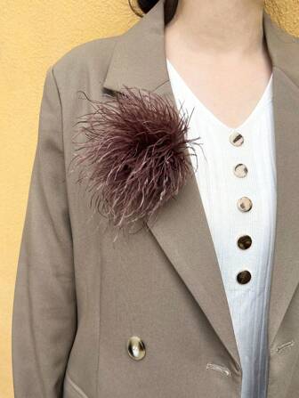 15 cm högkvalitativ retro klassisk broschnål med konstgjord strutsfjäder, mångsidig klädaccessoar som present