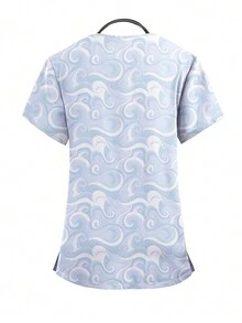 High-Quality Printed Nurse Scrub Top Pants Sets Nursing Scrubs Uniform For Women V-Neck Vet Workwear Nursing Uniforms - Multicolor - View 4