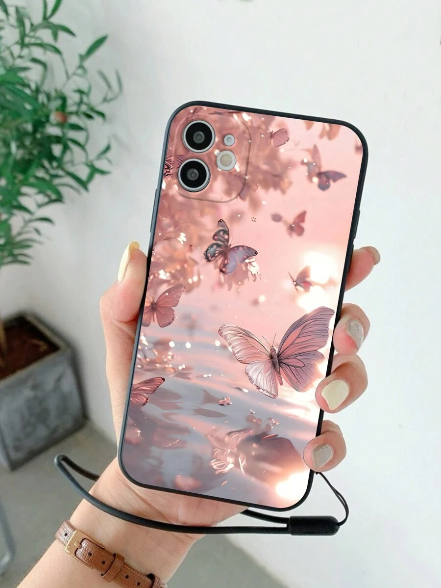 漂亮的蝴蝶图案防摔 TPU 软手机壳适用于三星 Galaxy A73 A72 A71 A70 A60 A55 A54 A53 A52S A51 A50S A42 A41 A40 A35 A34 A33 A32 A31 A30S A24 A23 A22 A21S A20S A15 A14 A13 A12 A11 A10S A05S A04E A03S A02S A01 - 黑色 - 查看 1