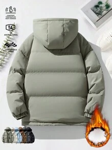 Men's Winter Outdoor Casual Loose Windproof Waterproof Cold-Resistant Warm Hooded Padded Jacket - Grey - View 4