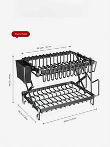 1 Kitchen Collapsible Dish Rack, Countertop Multi-Layer Dish Utensil Cup Drainer Rack, Dish Drying Rack For Kitchen Countertop, Double Layer Large Capacity Dish Drying Rack With Steel Drainer Plate, Dish Drying Rack With Drainer Shelf For Dish, Knives, Cups, Cutting Boards, Kitchen Supplies
